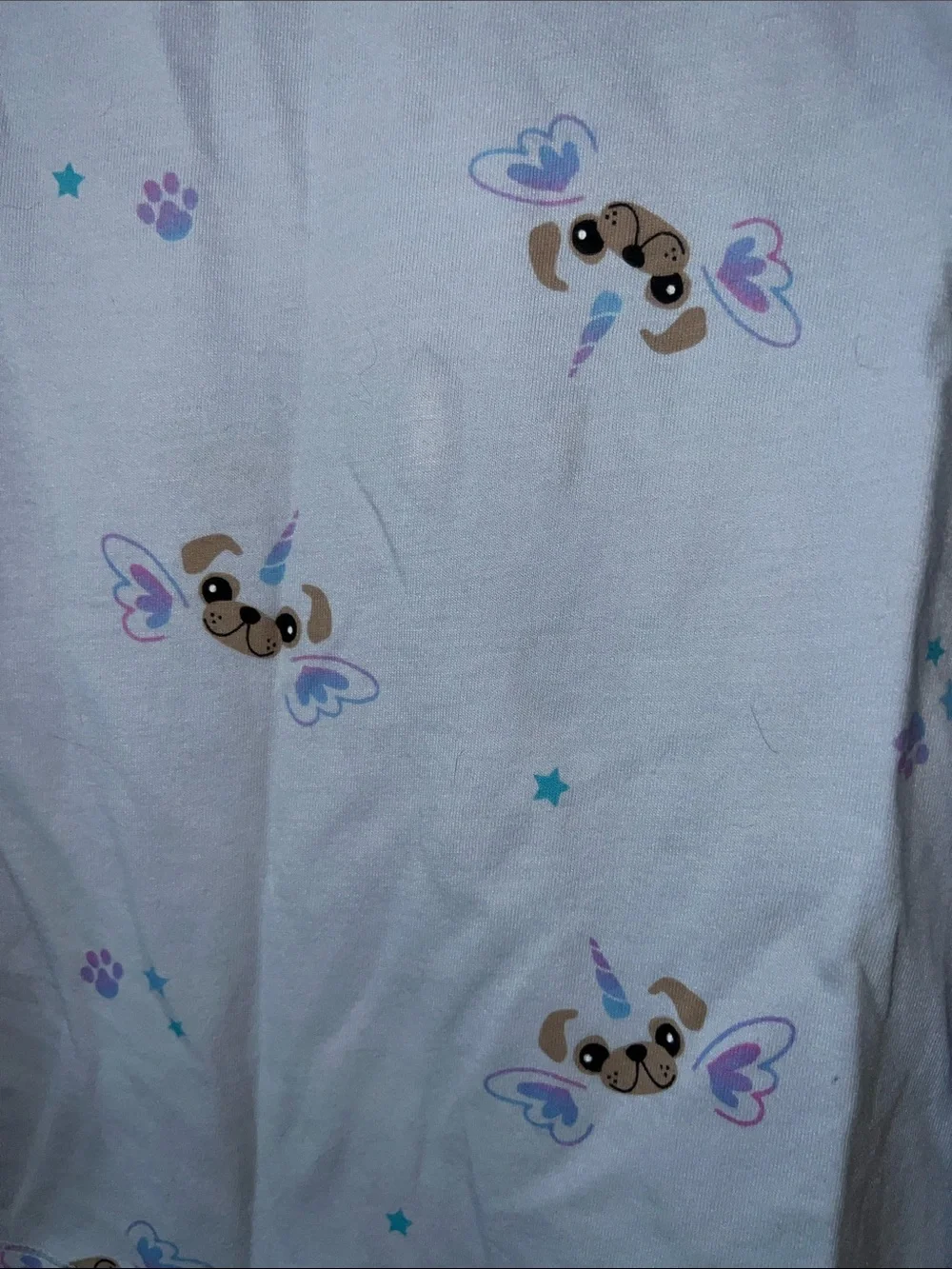 Justice Light Blue Long Sleeve Tee with Puppy and Wing Motif